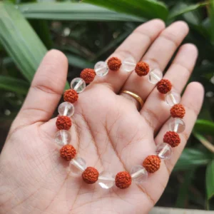 Certified & Energised Clear Quartz Crystal & Rudraksha Bracelet